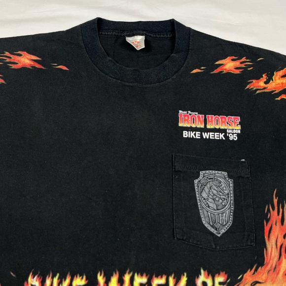 Vtg Iron Horse Saloon Mens T-Shirt Large 1995 Bike Week Dragon Double Sided B4 - Picture 4 of 7